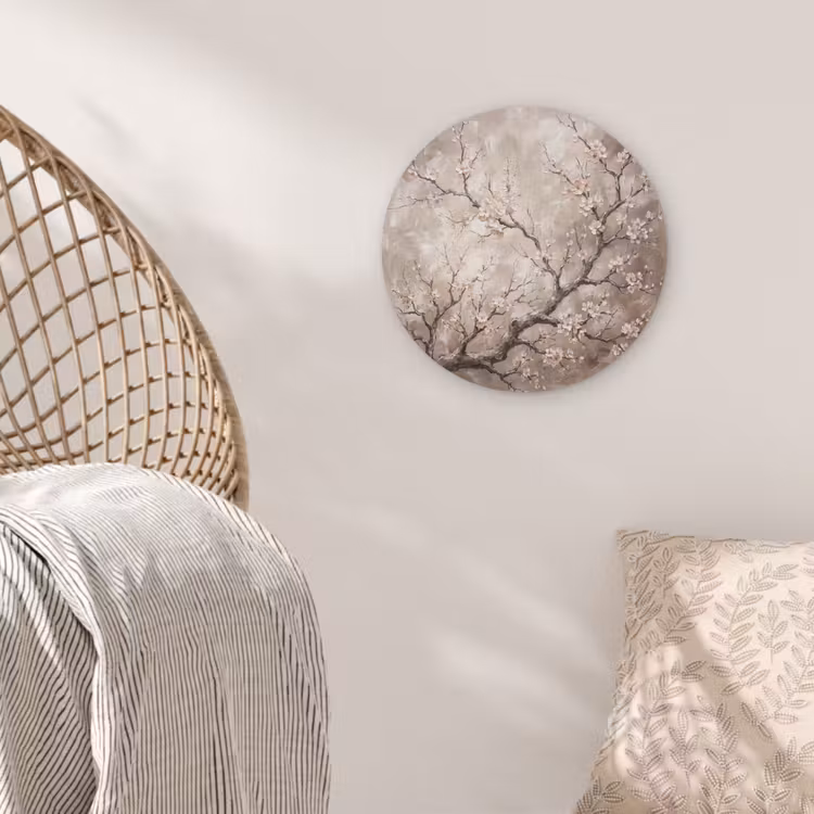 Bloesem - Takken - Schilderij - Beige - Serene Akoestische PET Vilt - Rond klein -sfeer4