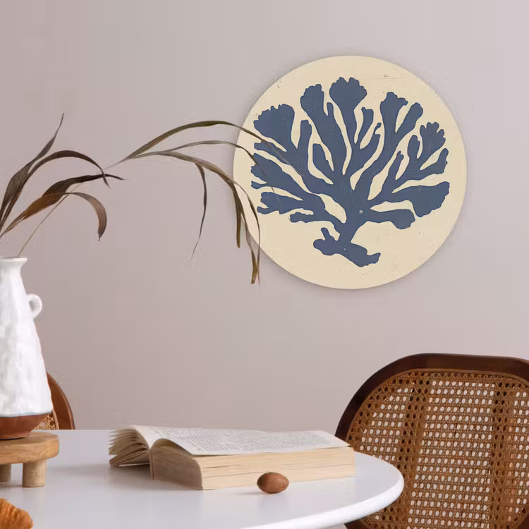 Blauw koraal - Vertakkingen - Beige Akoestische PET Vilt - Rond klein -sfeer3