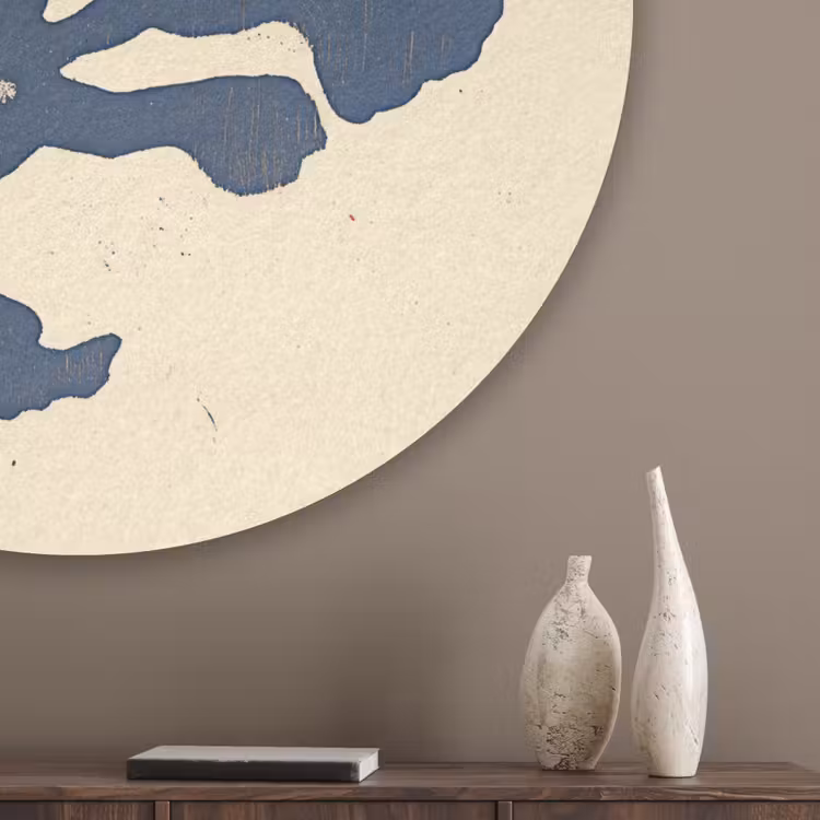 Blauw koraal - Vertakkingen - Beige Akoestische PET Vilt - Rond klein -sfeer5_closeup