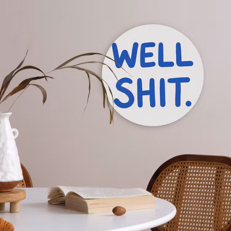 Blauw - Quote - Wit Akoestische PET Vilt - Rond klein -sfeer3