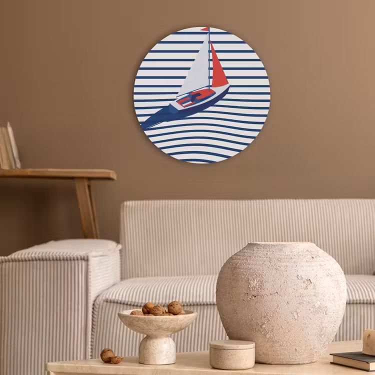 Boot - Water - Abstract - Blauw Akoestische PET Vilt - Rond klein -sfeer1