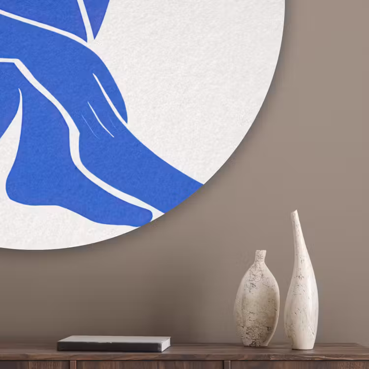 Lichaam - Abstract - Blauw Akoestische PET Vilt - Rond klein -sfeer5_closeup