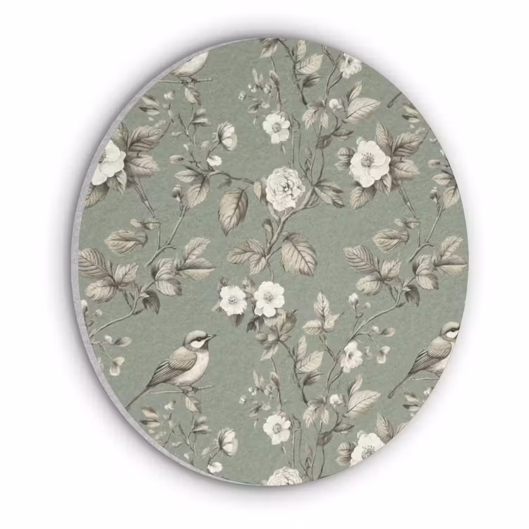 Botanisch - Vogels - Groen Akoestische PET Vilt - Rond klein 838 -3d