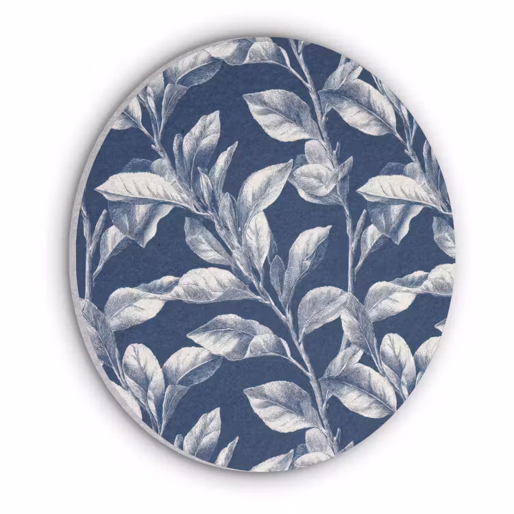 Botanisch - Patroon - Blauw Akoestische PET Vilt - Rond klein 838 -3d