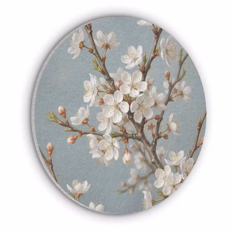 Botanisch - Stilleven - Blauw Akoestische PET Vilt - Rond klein -3d