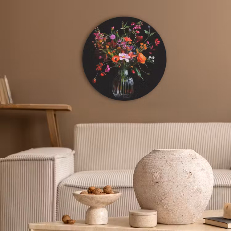 Boeket - Veldbloemen - Vaas Akoestische PET Vilt - Rond klein -sfeer1