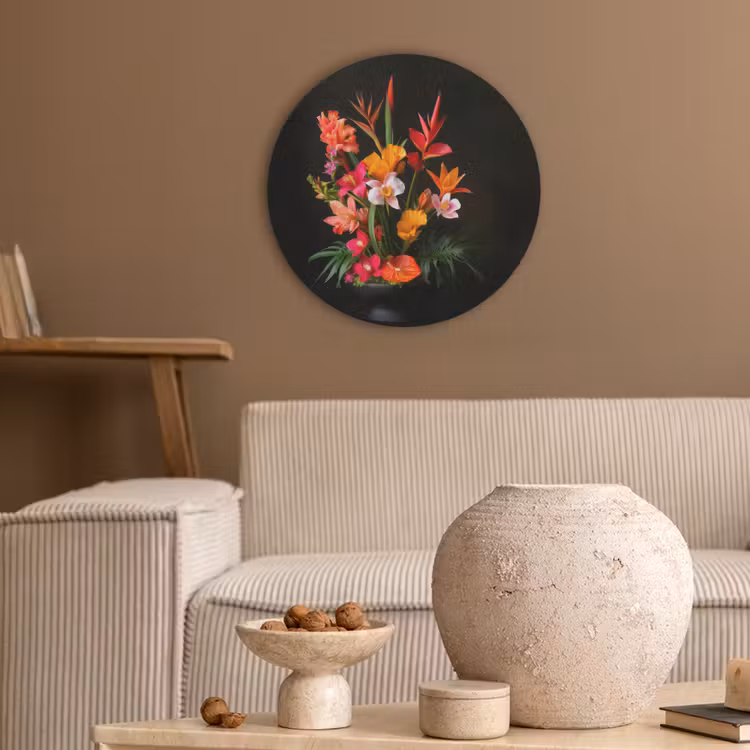 Boeket - Bloemen - Exotisch Akoestische PET Vilt - Rond klein -sfeer1