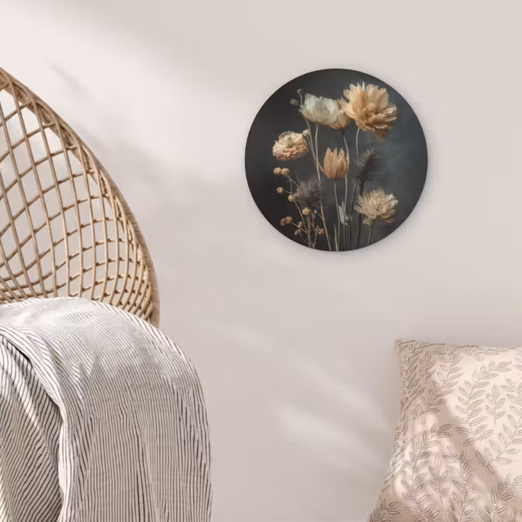 Boeket - Bloemen - Licht - Zwart Akoestische PET Vilt - Rond klein -sfeer4