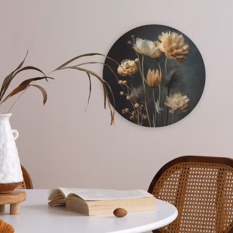 Boeket - Bloemen - Licht - Zwart Akoestische PET Vilt - Rond klein -sfeer3