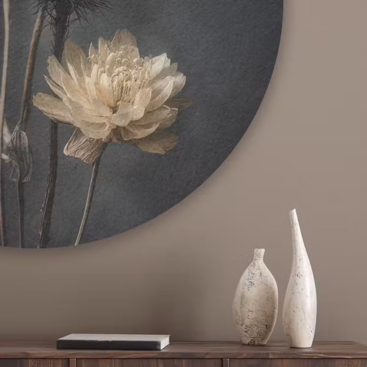 Boeket - Bloemen - Licht - Zwart Akoestische PET Vilt - Rond klein -sfeer5_closeup