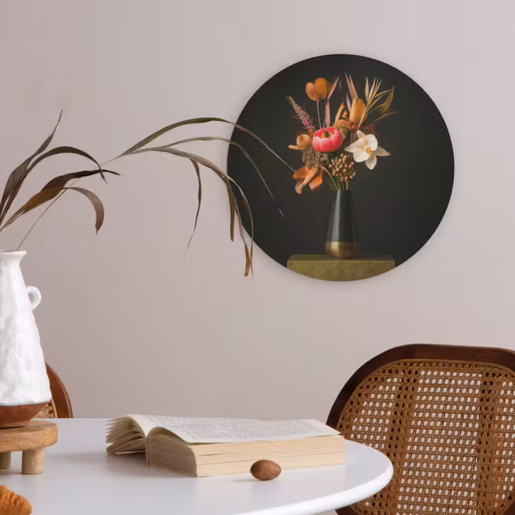 Boeket - Oranje - Gouden - vaas Akoestische PET Vilt - Rond klein -sfeer3