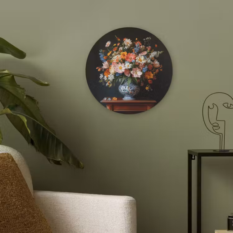 Boeket - Roze - Bloemen - Vaas Akoestische PET Vilt - Rond klein -sfeer2