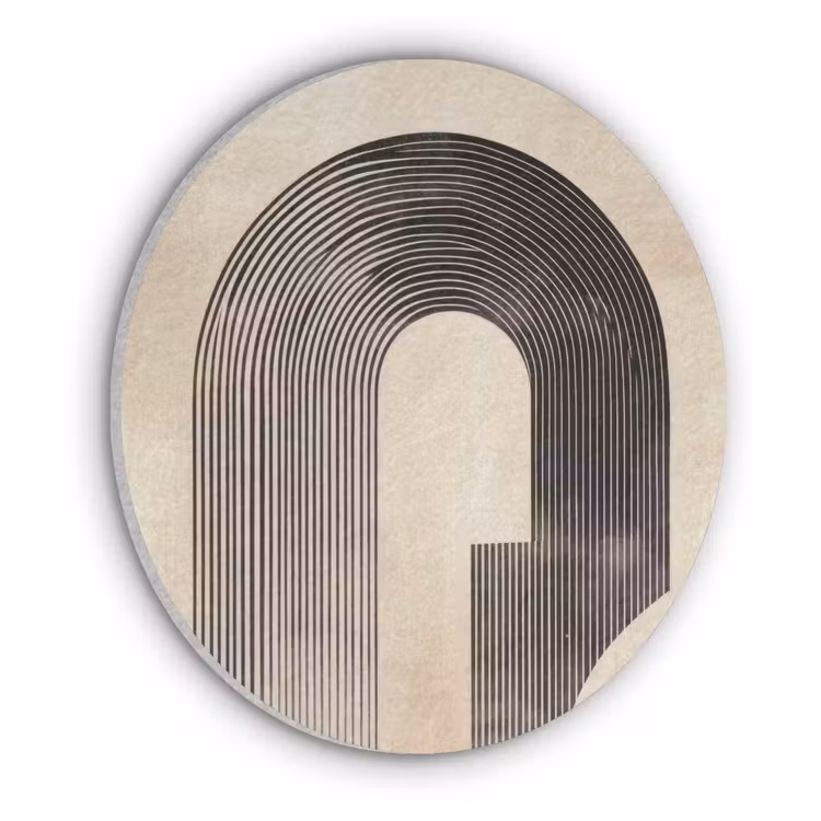 Boog -  Strepen - Minimalistisch - Zwart Akoestische PET Vilt - Rond klein -3d