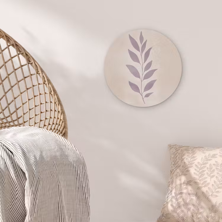 Tak - Bladeren - Minimalistisch - Beige Akoestische PET Vilt - Rond klein -sfeer4