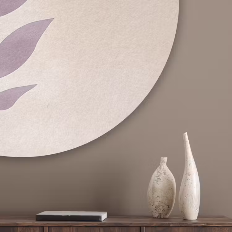 Tak - Bladeren - Minimalistisch - Beige Akoestische PET Vilt - Rond klein -sfeer5_closeup