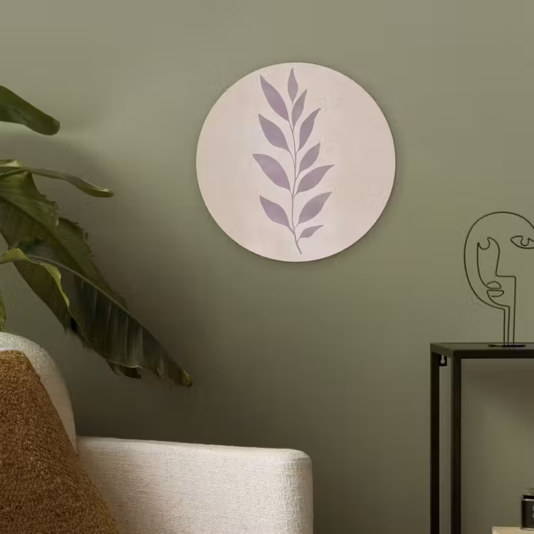 Tak - Bladeren - Minimalistisch - Beige Akoestische PET Vilt - Rond klein -sfeer2