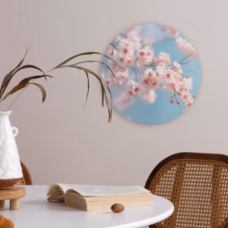Takken - Bloesems - Roze Akoestische PET Vilt - Rond klein -sfeer3