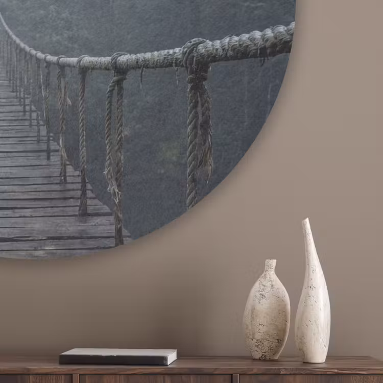 Brug - Jungle - Mist - Natuur Akoestische PET Vilt - Rond klein -sfeer5_closeup