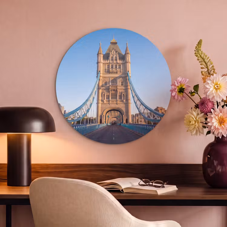 Brug - Toren - Architectuur - Klassiek - Blauw Akoestische PET Vilt - Rond klein -sfeer3