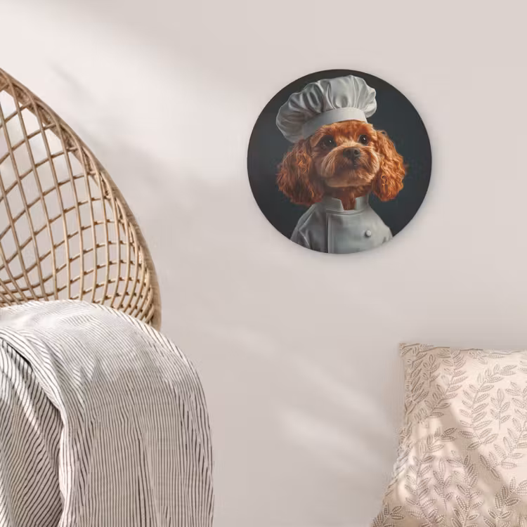 Bruin - Kok - Hondje Akoestische PET Vilt - Rond klein -sfeer4