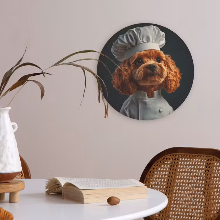 Bruin - Kok - Hondje Akoestische PET Vilt - Rond klein -sfeer3