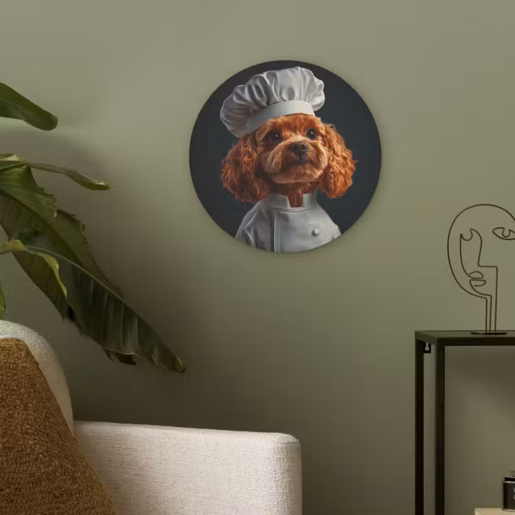 Bruin - Kok - Hondje Akoestische PET Vilt - Rond klein -sfeer2