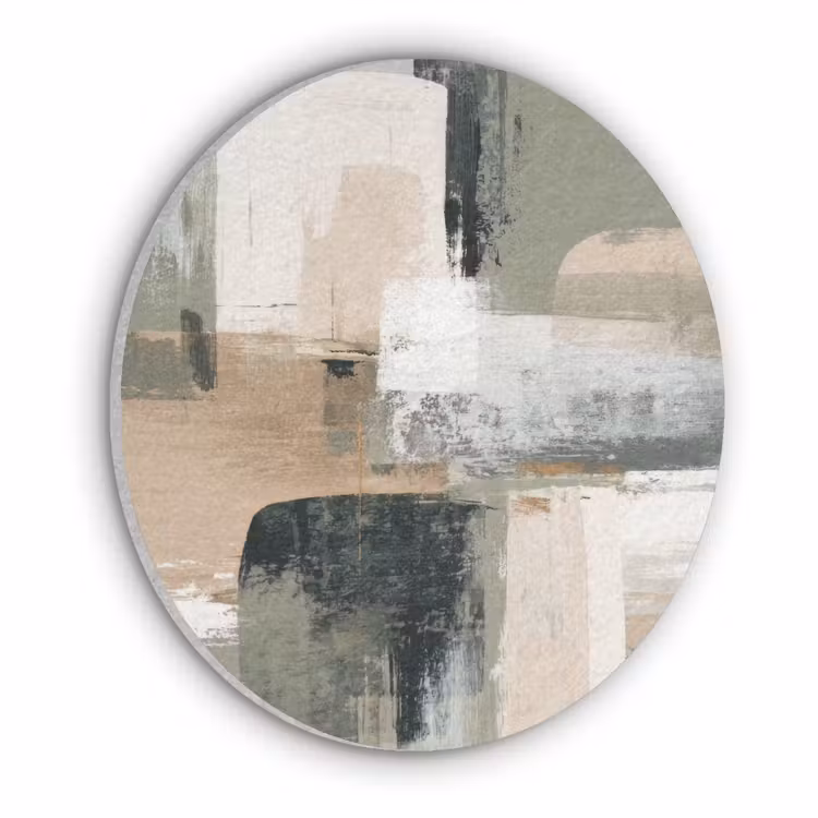 Penseelstreken - Abstract - Aardetinten Akoestische PET Vilt - Rond klein -3d