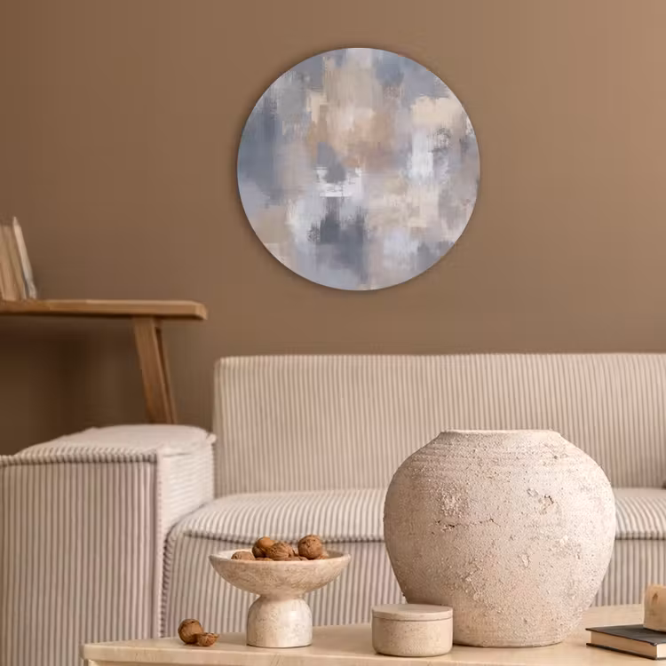 Penseelstreken - Schilderij - Beige Akoestische PET Vilt - Rond klein -sfeer1