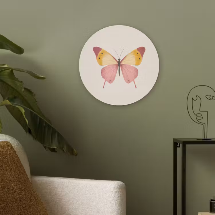 Vlinder - Illustratie - Roze Akoestische PET Vilt - Rond klein -sfeer2