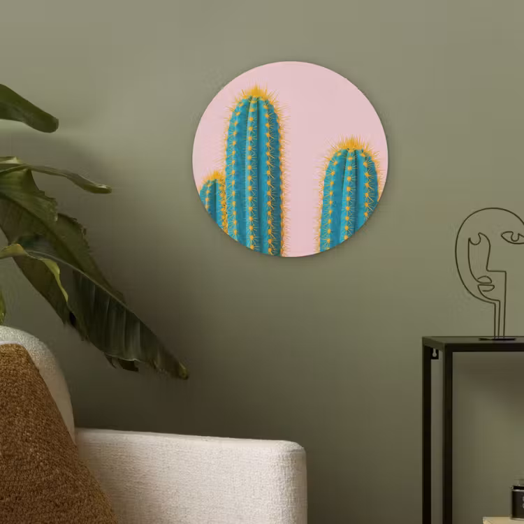 Cactussen - Modern - Pastel Akoestische PET Vilt - Rond klein -sfeer2