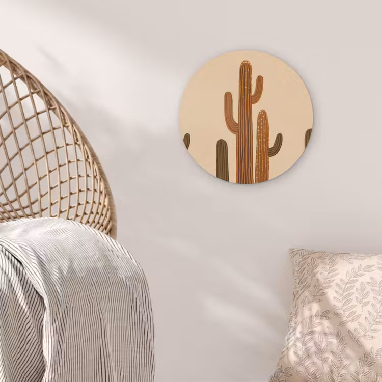 Cactus - Woestijn - Zand - Bruin Akoestische PET Vilt - Rond klein -sfeer4