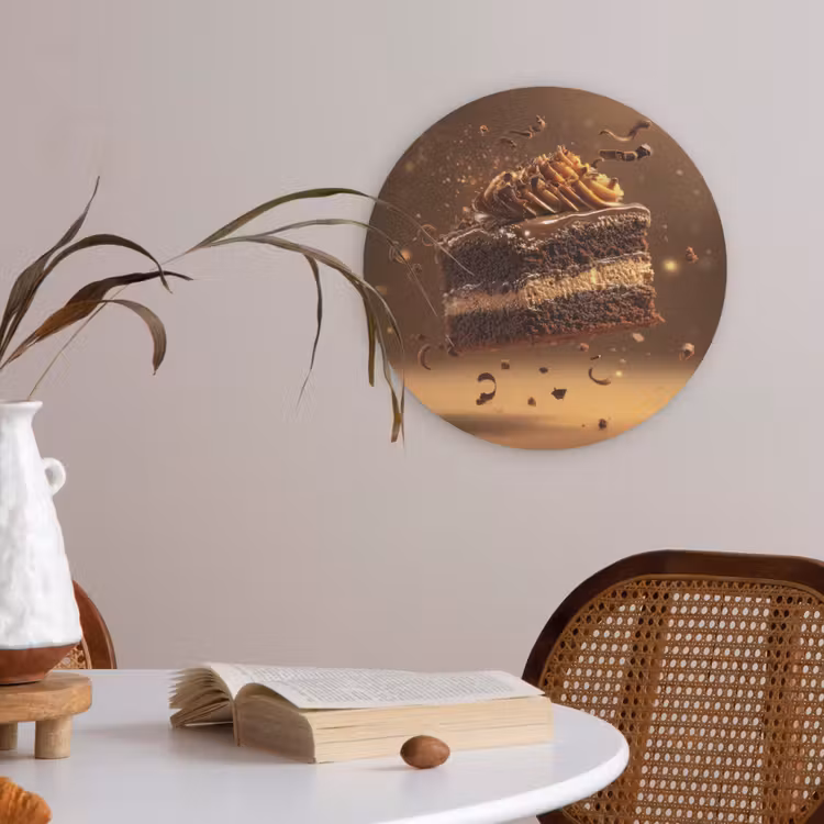 Taart - Chocolade - Eten - Brownie Akoestische PET Vilt - Rond klein -sfeer3