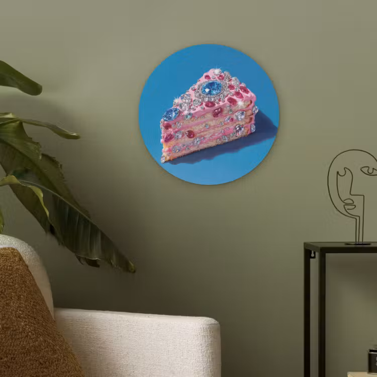 Taart - Edelstenen - Glitters - Roze Akoestische PET Vilt - Rond klein -sfeer2