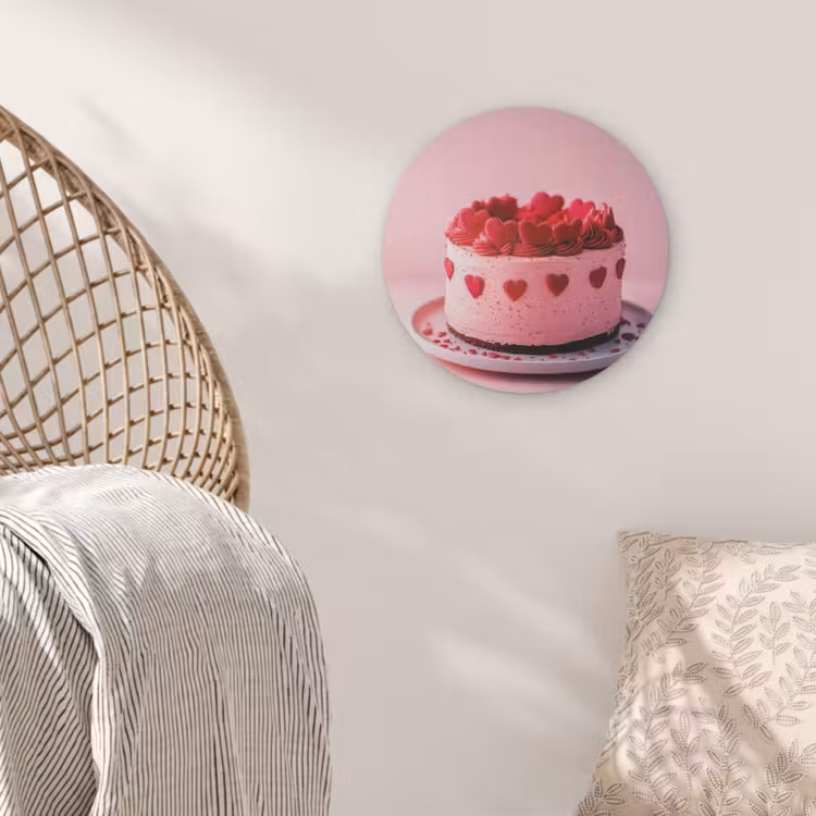 Taart - Hart - Roze Akoestische PET Vilt - Rond klein -sfeer4