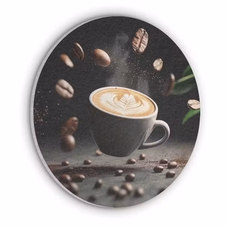 Cappuccino - Kop - Bonen - Bruin Akoestische PET Vilt - Rond klein -3d