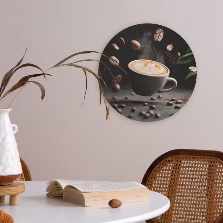 Cappuccino - Kop - Bonen - Bruin Akoestische PET Vilt - Rond klein -sfeer3