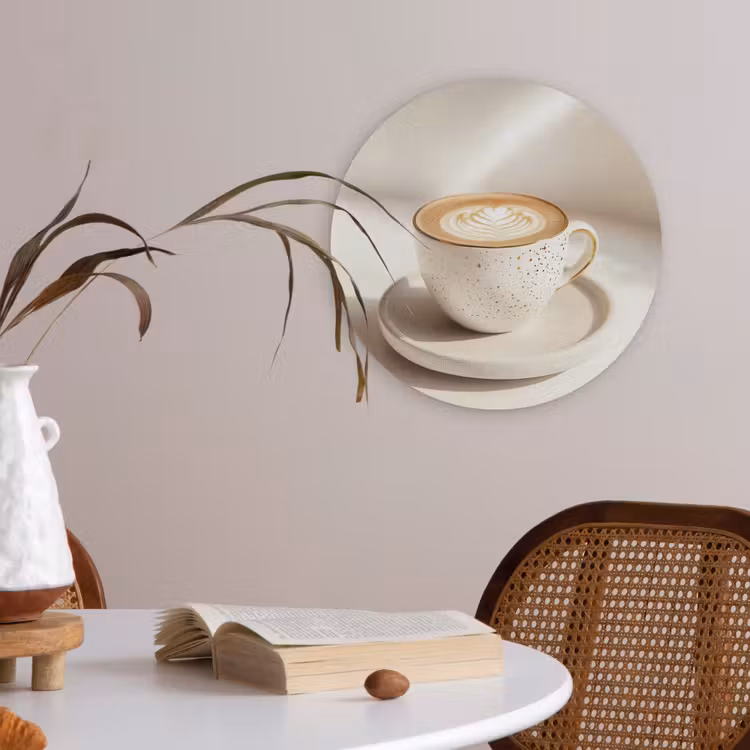 Cappuccino - Schuim - Schotel - Beige Akoestische PET Vilt - Rond klein -sfeer3