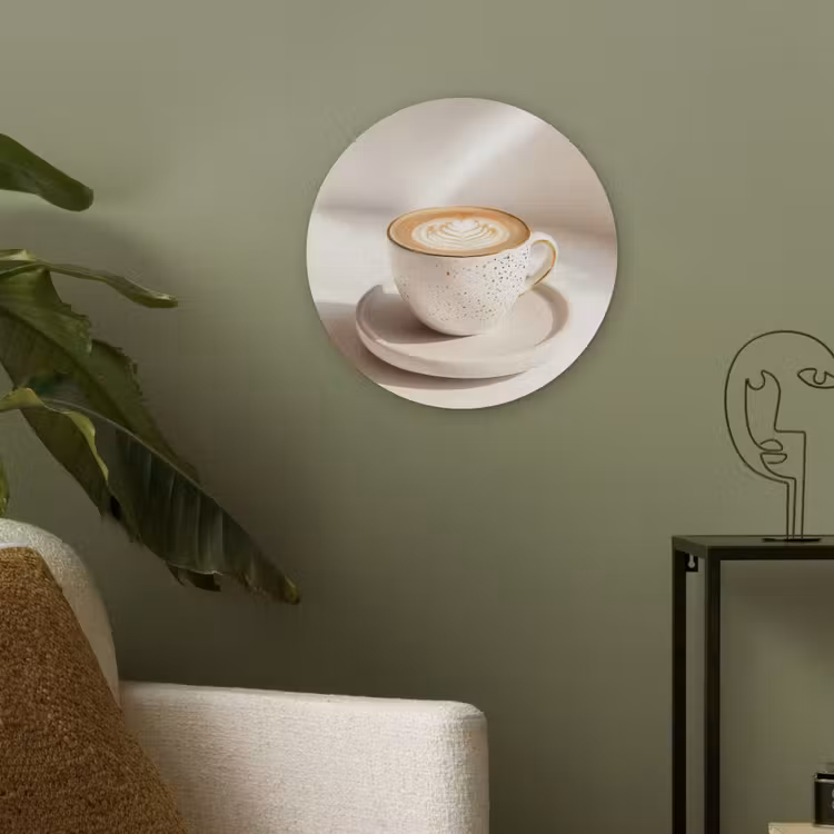 Cappuccino - Schuim - Schotel - Beige Akoestische PET Vilt - Rond klein -sfeer2