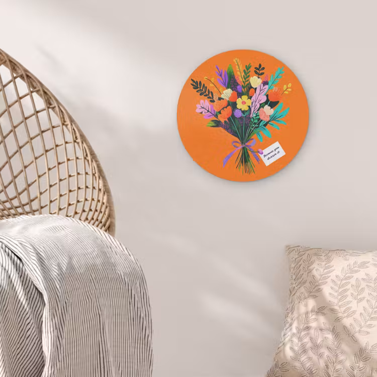 Kaartje - Boeket - Bloemen Akoestische PET Vilt - Rond klein -sfeer4