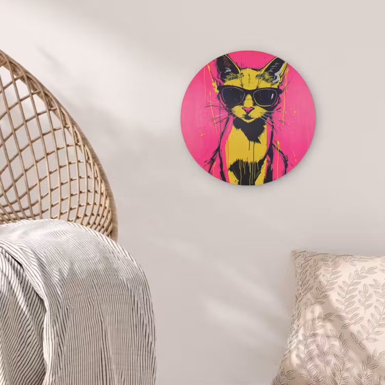 Kat - Art - Zonnebril - Roze Akoestische PET Vilt - Rond klein -sfeer4
