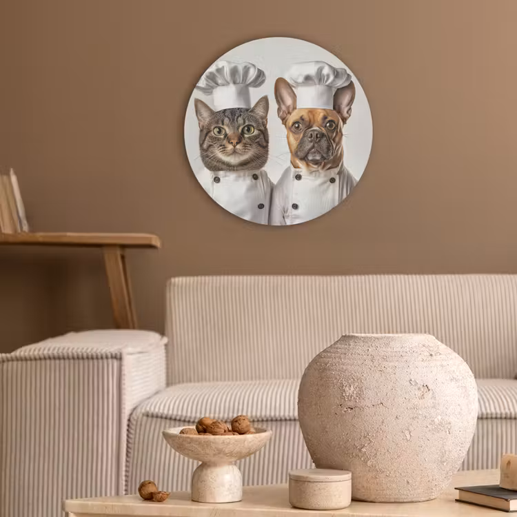 Kat - Hond - Kokskleding Akoestische PET Vilt - Rond klein -sfeer1