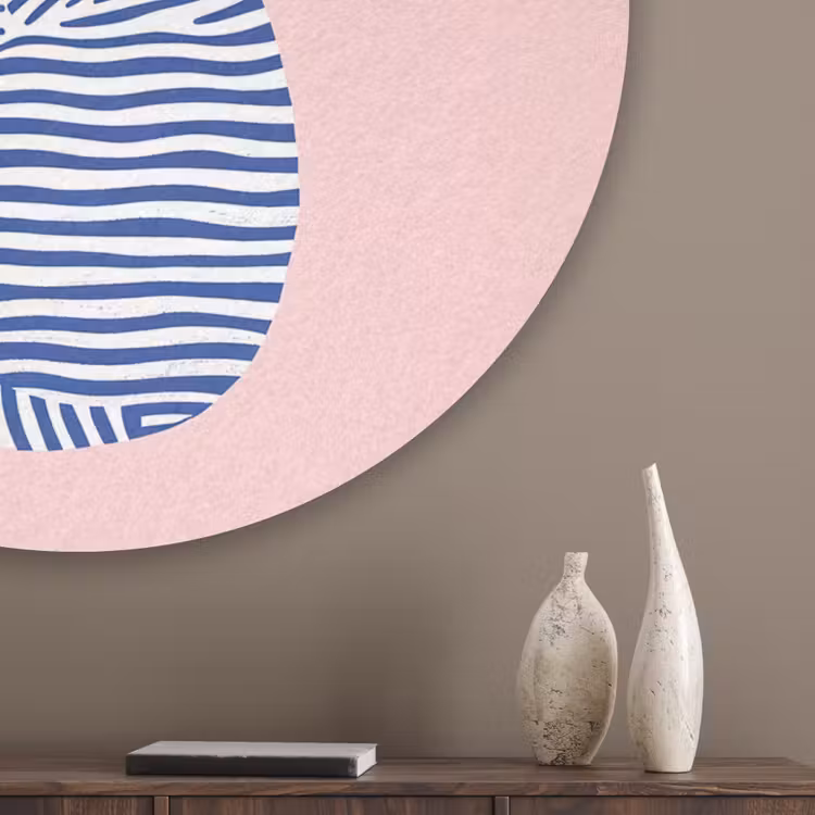 Kat - Illustratie - Minimalistisch - Roze Akoestische PET Vilt - Rond klein -sfeer5_closeup