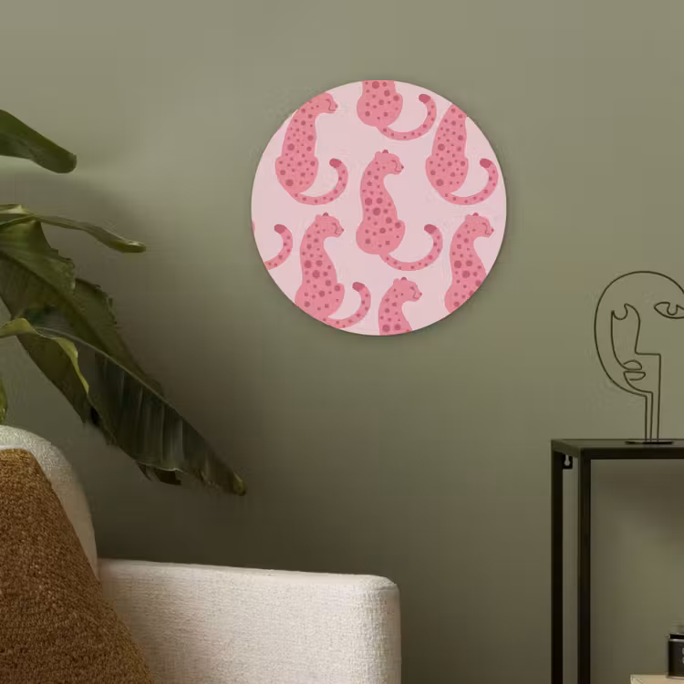 Kat - Gevlekt - Dieren - Patroon - Roze Akoestische PET Vilt - Rond klein -sfeer2