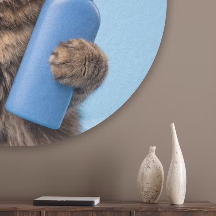 Kat - Handdoek - Washand - Zeep Akoestische PET Vilt - Rond klein -sfeer5_closeup