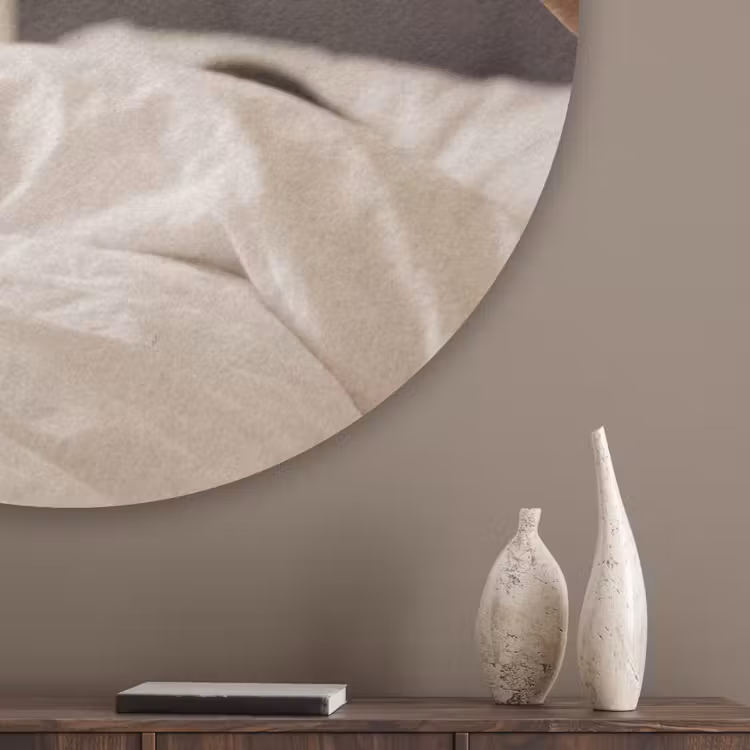 Champagne - Bed - Bubbels Akoestische PET Vilt - Rond klein -sfeer5_closeup
