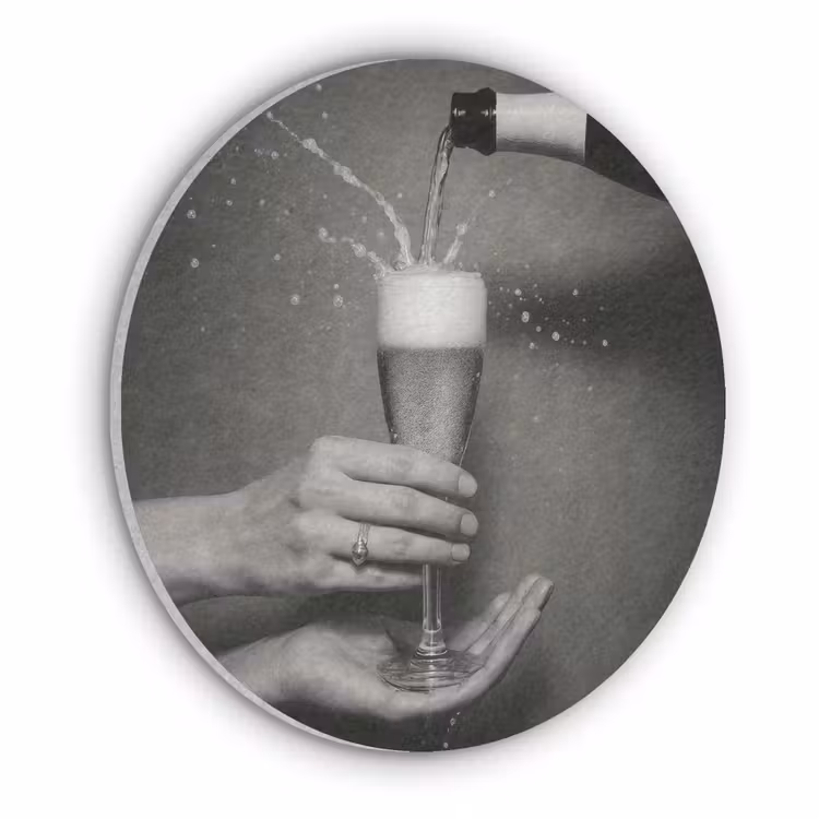 Champagnefles - Glas - Minimalistisch - Spetters Akoestische PET Vilt - Rond klein -3d