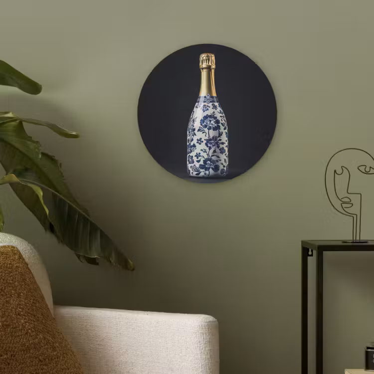 Champagne - Bloemen - Goud - Chique Akoestische PET Vilt - Rond klein -sfeer2