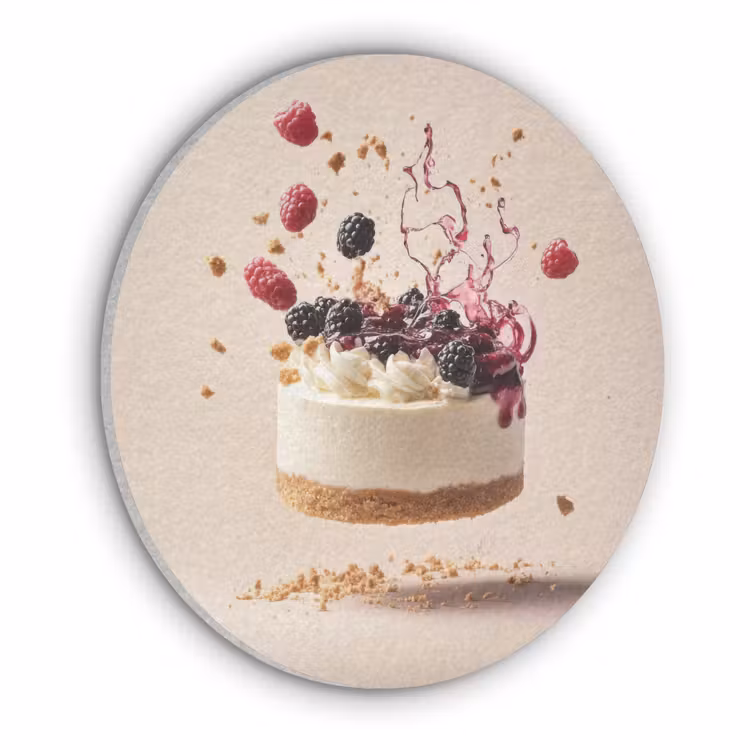 Cheesecake - Eten - Roze - Taart Akoestische PET Vilt - Rond klein -3d