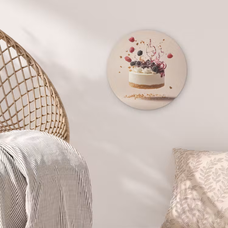 Cheesecake - Eten - Roze - Taart Akoestische PET Vilt - Rond klein -sfeer4