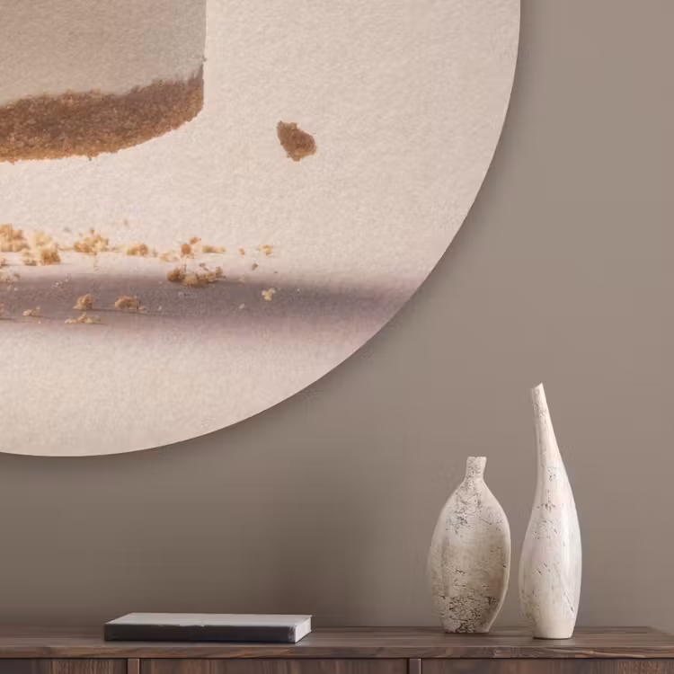 Cheesecake - Eten - Roze - Taart Akoestische PET Vilt - Rond klein -sfeer5_closeup